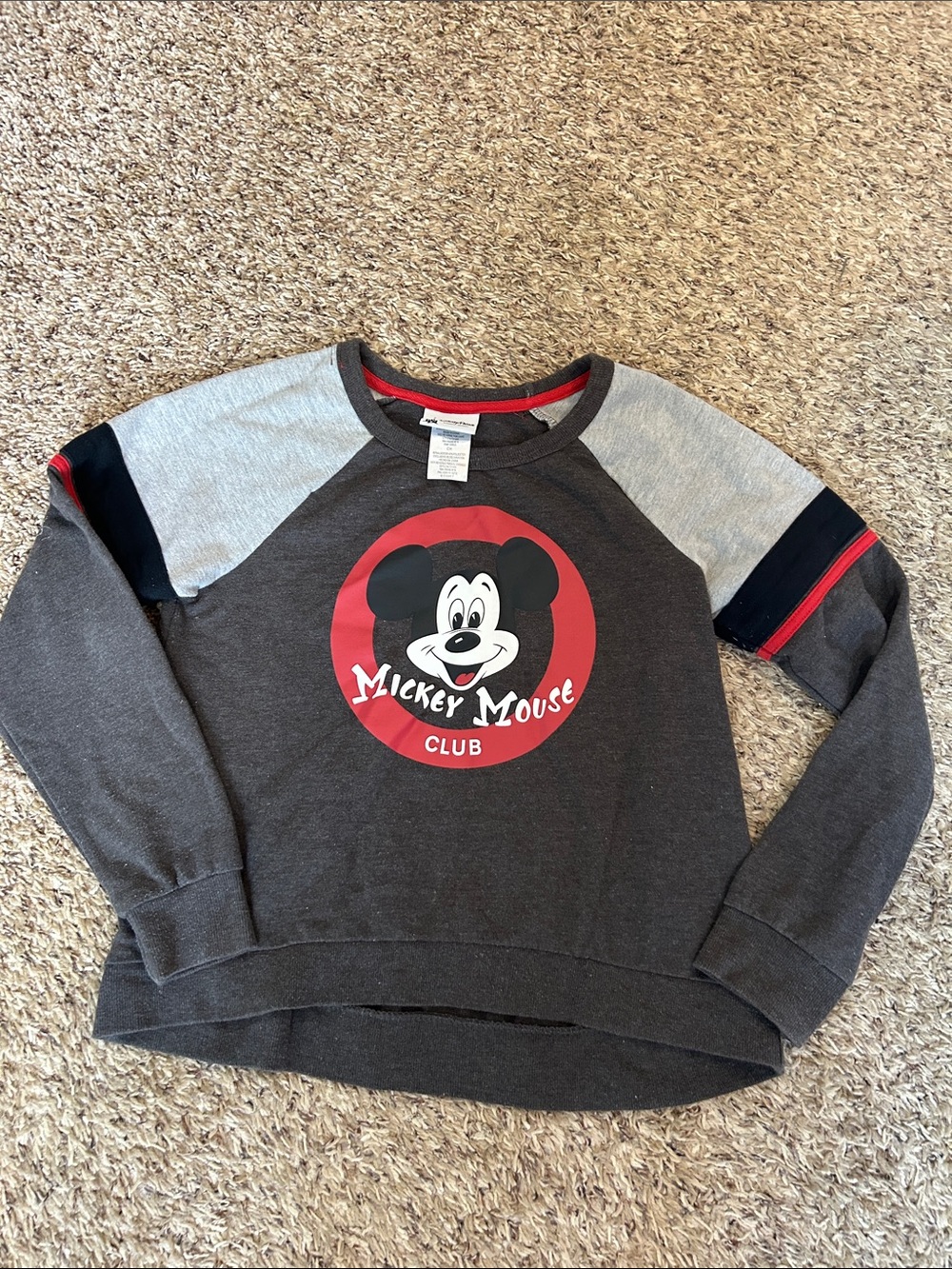 Disney Gray and Red Mickey Mouse Club Raglan Sweatshirt - Kids